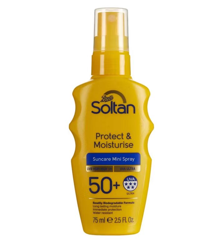 5985978.jpg Soltan Protect & Moisturise Mini Suncare Spray SPF50+ 75ml - Image 1